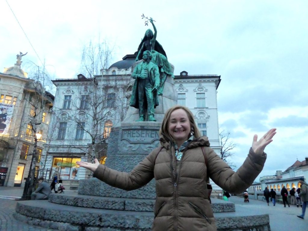 Meeting your Ljubljana guide in Prešeren Square.